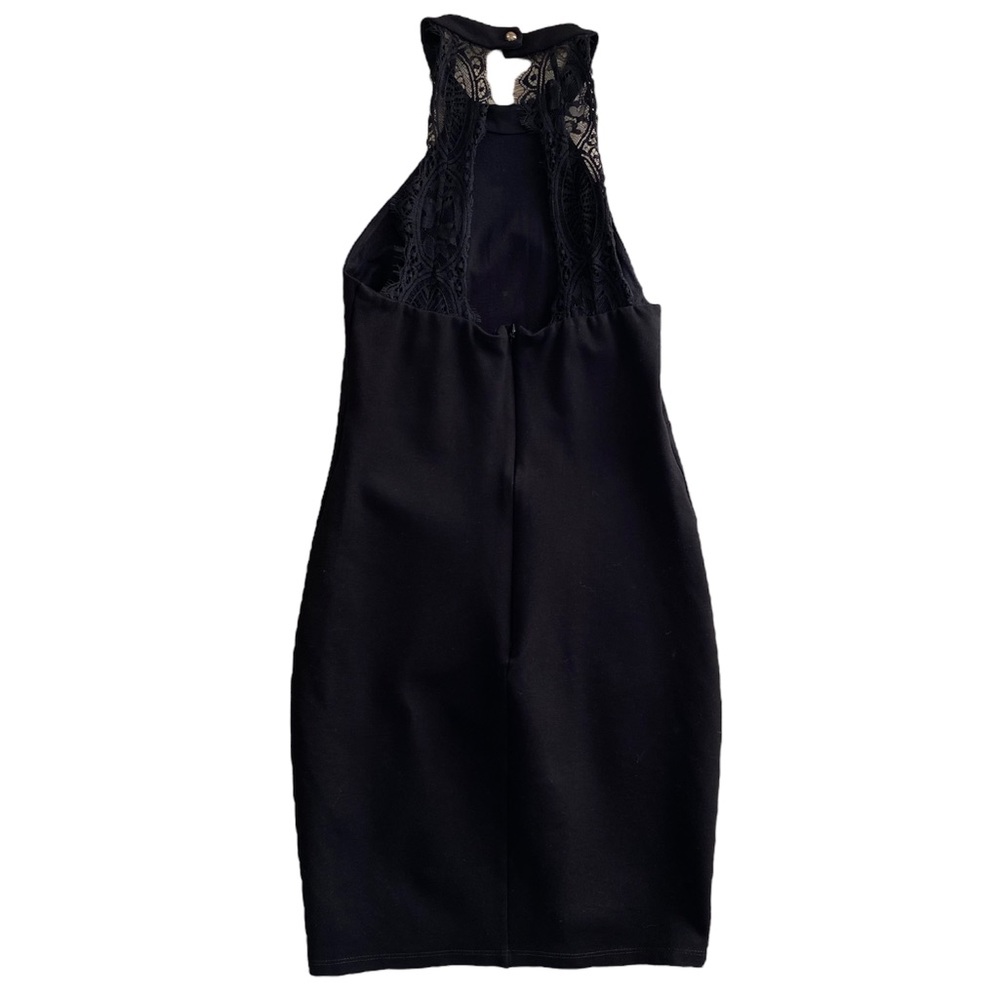 Lulu's Black Mini Dress lace Back Halter - Picture 5 of 7